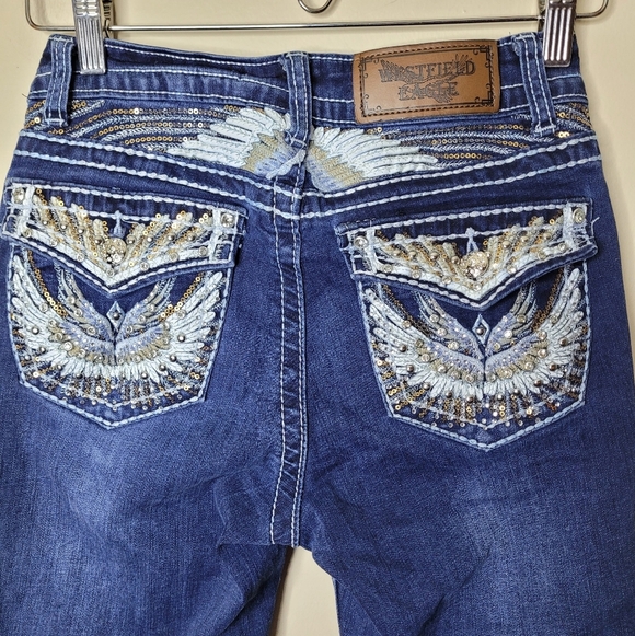 Westfield Eagle Cowgirl Jeans Rhinestones Sequins Embellished Size 5 - Picture 6 of 10